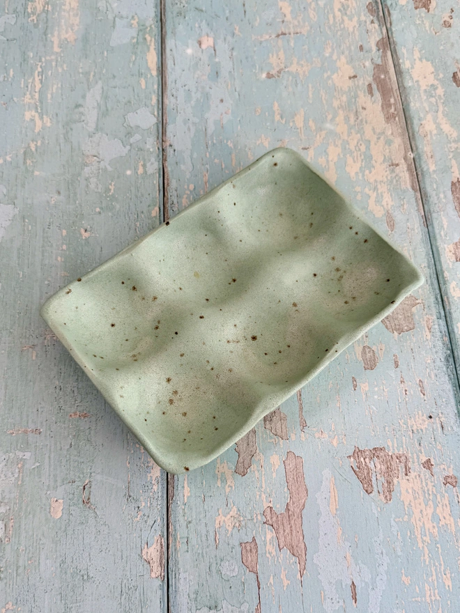 Ceramic Green speckled Egg Tray