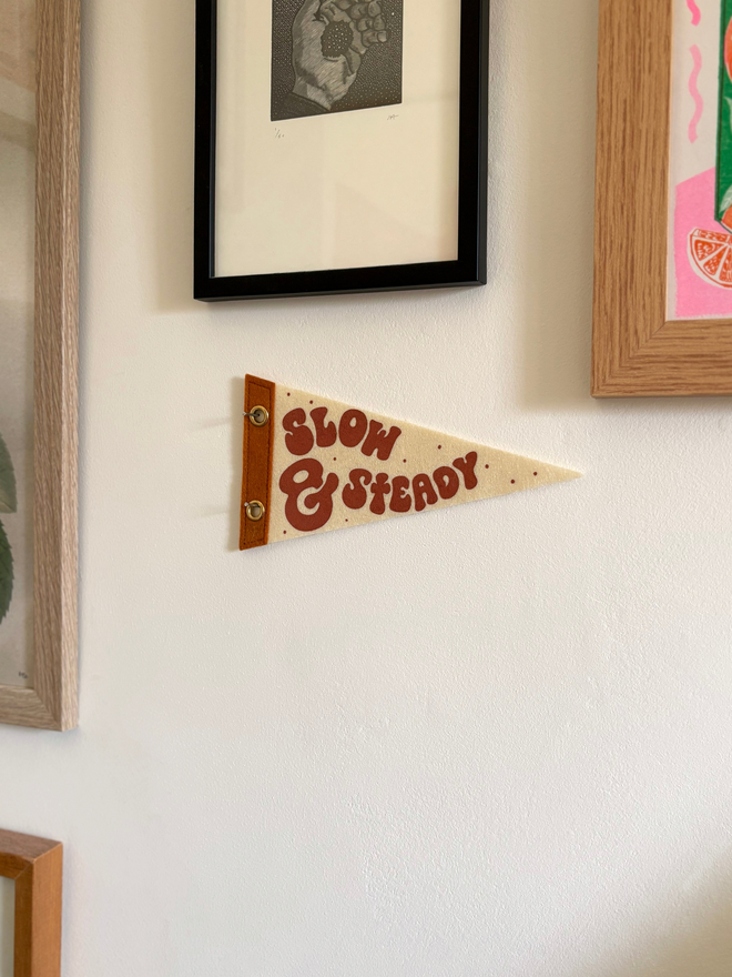 slow steady mini felt pennant flag