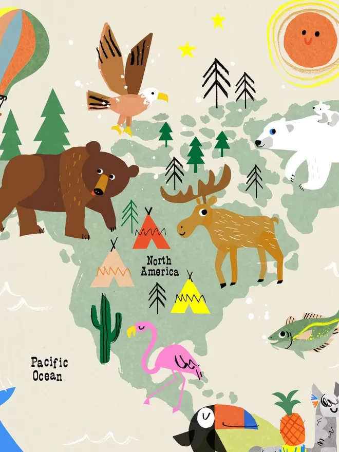 Creatures Great And Small - World Map Print