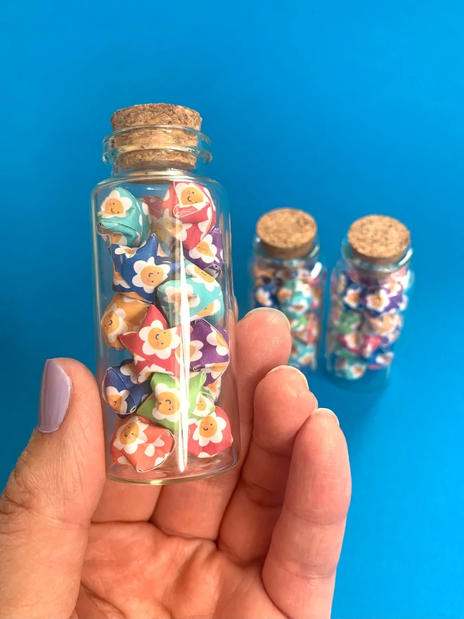 Handmade Origami Lucky Stars In Mini Glass Bottle
