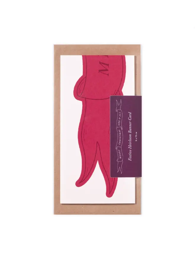 DL size packaging for a giant red christmas card banner and kraft envelope