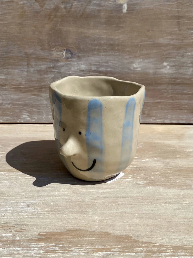 blue stripe pot - side