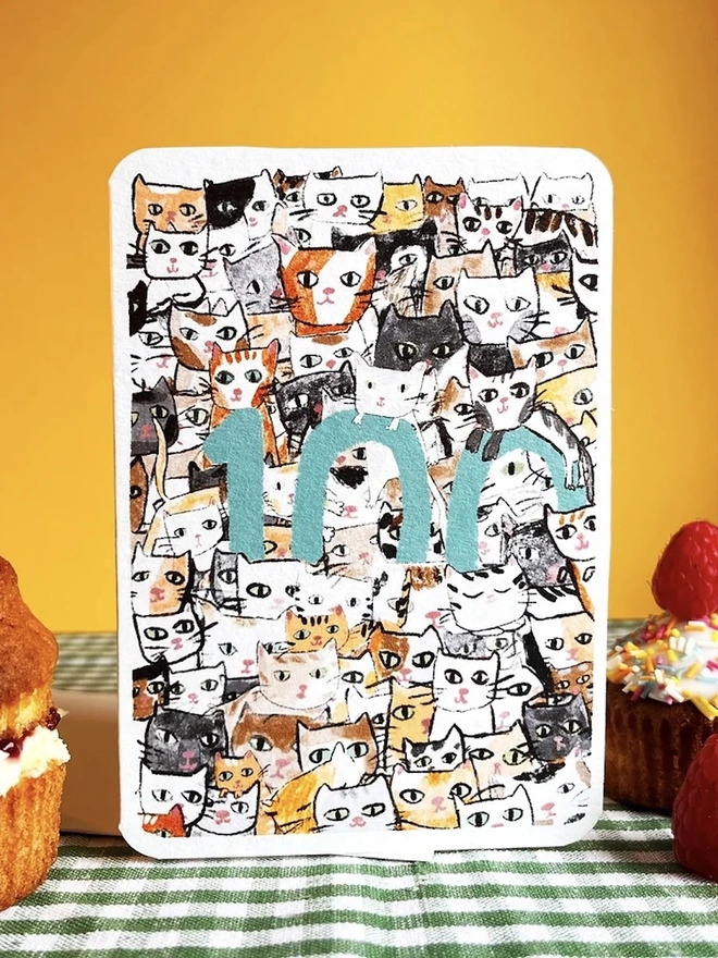 One hundred Today Cats Card