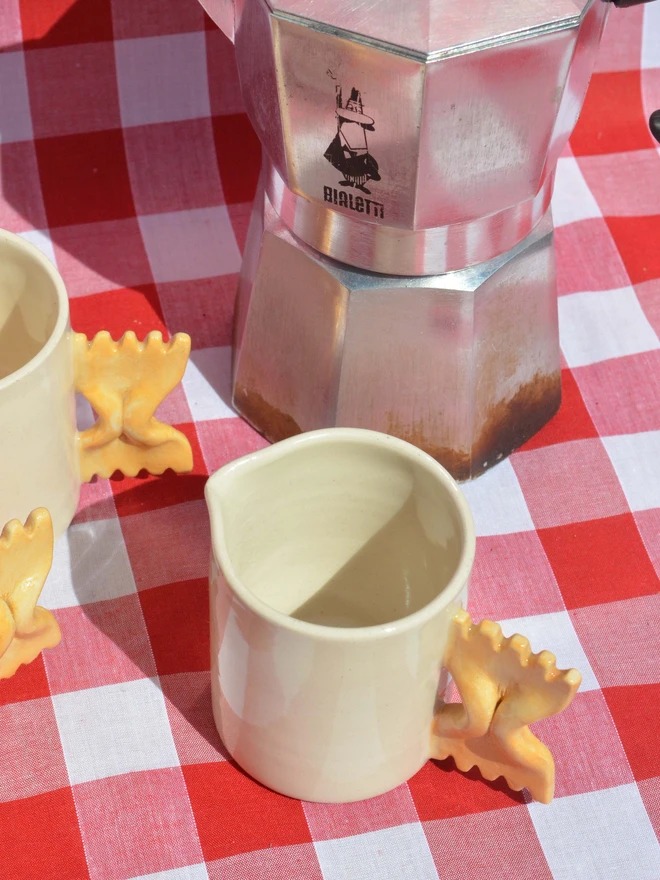 Farfalle pasta milk jug