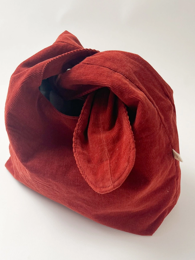 Orange Corduroy Make Up Travel Bag
