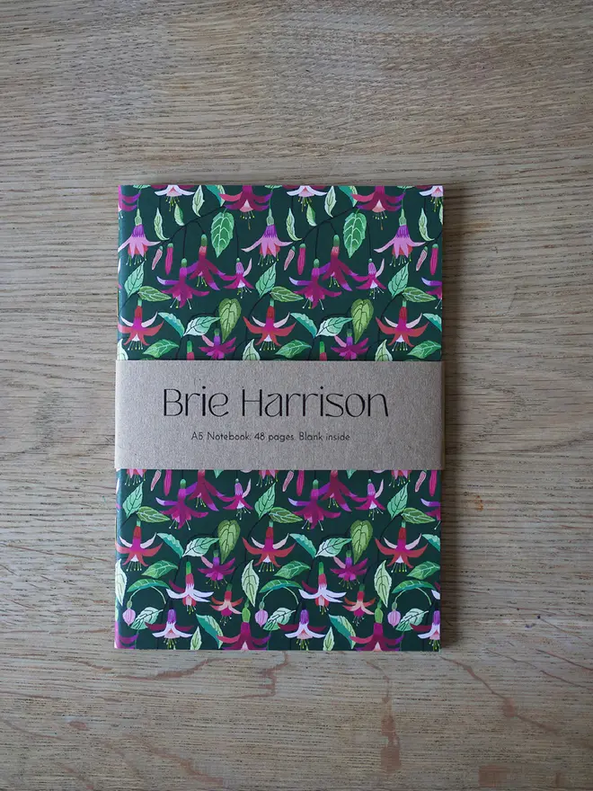 illustrated fuchsia flower notebook