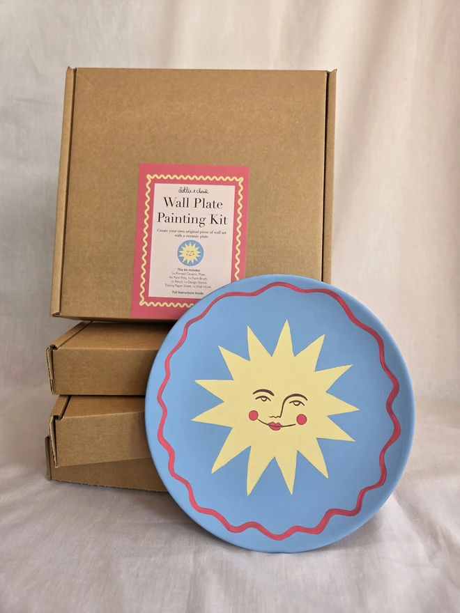 plate painting kit box with finished sun plate