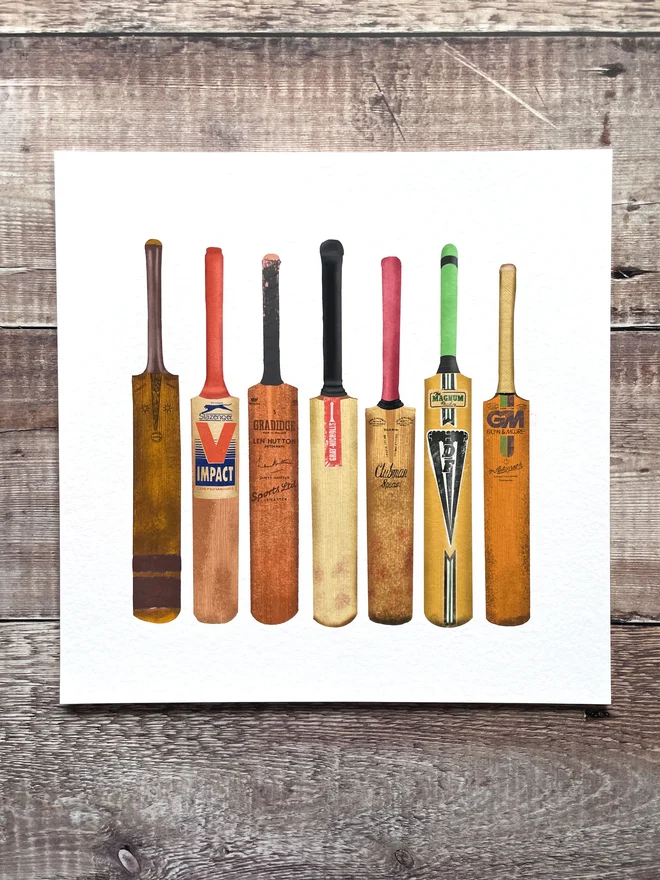 Cricket Bats-Limited Edition Giclee Print
