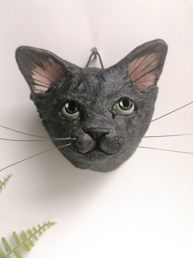 Example of Personalised Ceramic Cat Head Sculpture