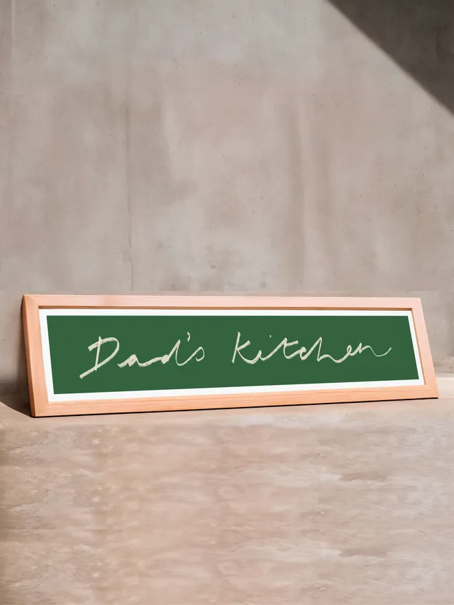 'Dad's Kitchen' wall print in green