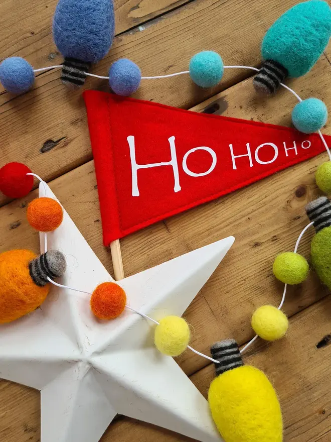Felt Wool Rainbow Fairy Lights Garland