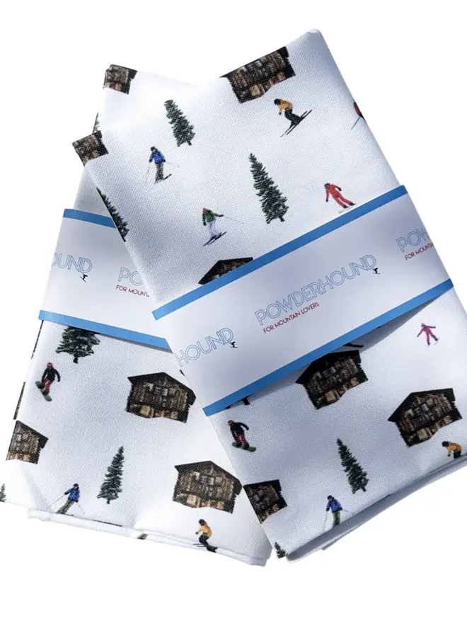 Hut Skiing Tea Towel 