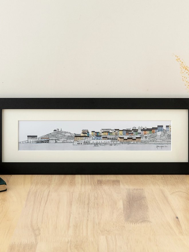 Tenby hand crafted print in a black frame