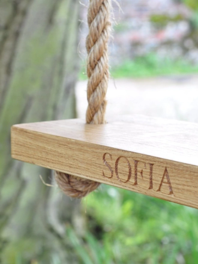 Personalised Small Oak Swing