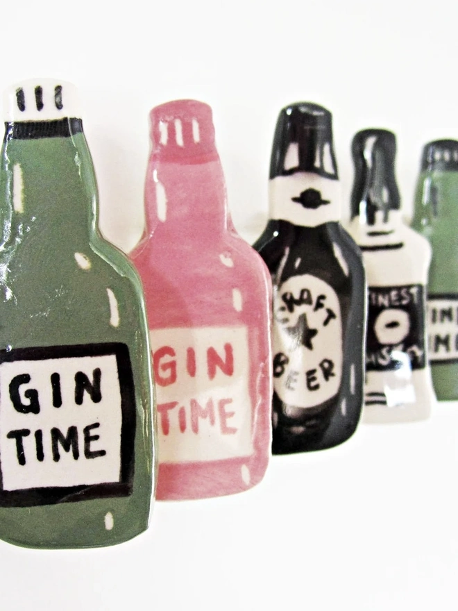 Boozy Ceramic Miniature Bottle Badges