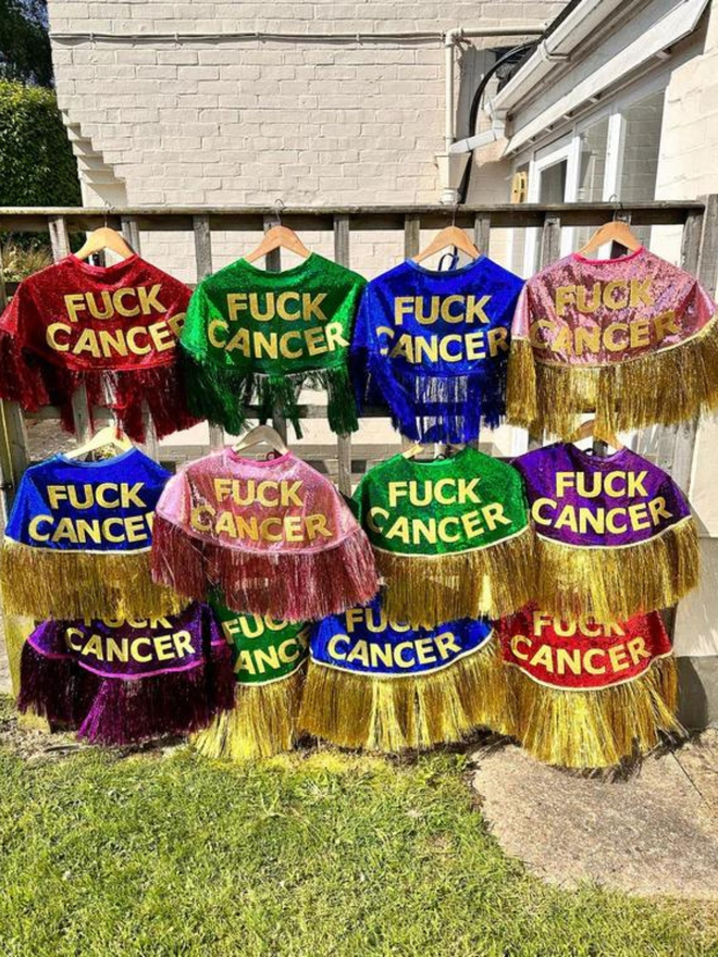 Fuck cancer sequin cape