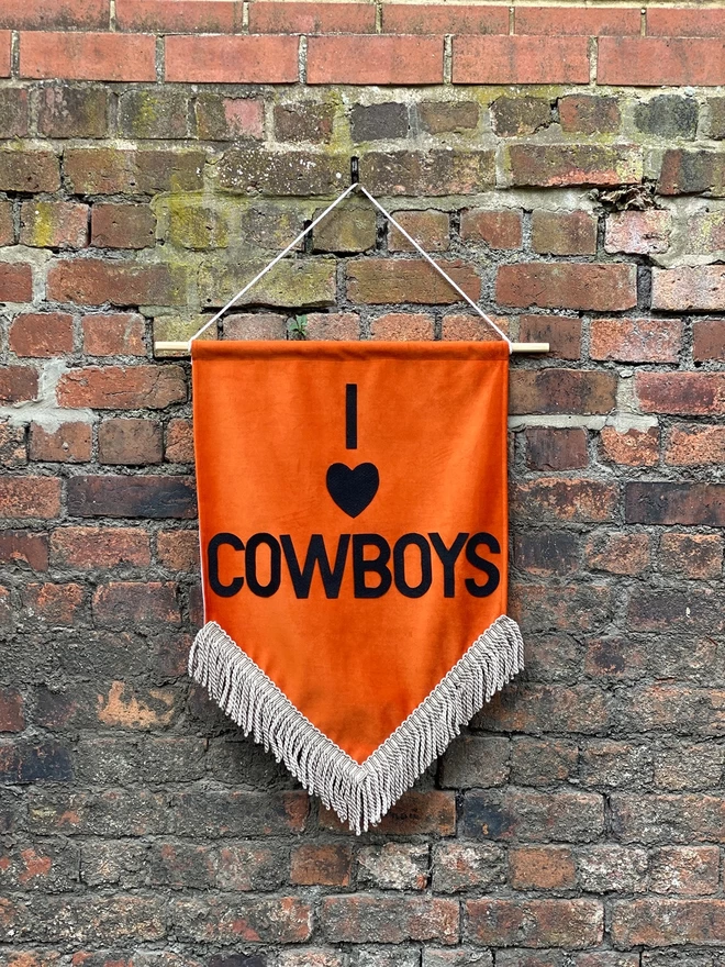 i love cowboys handmade wall banner