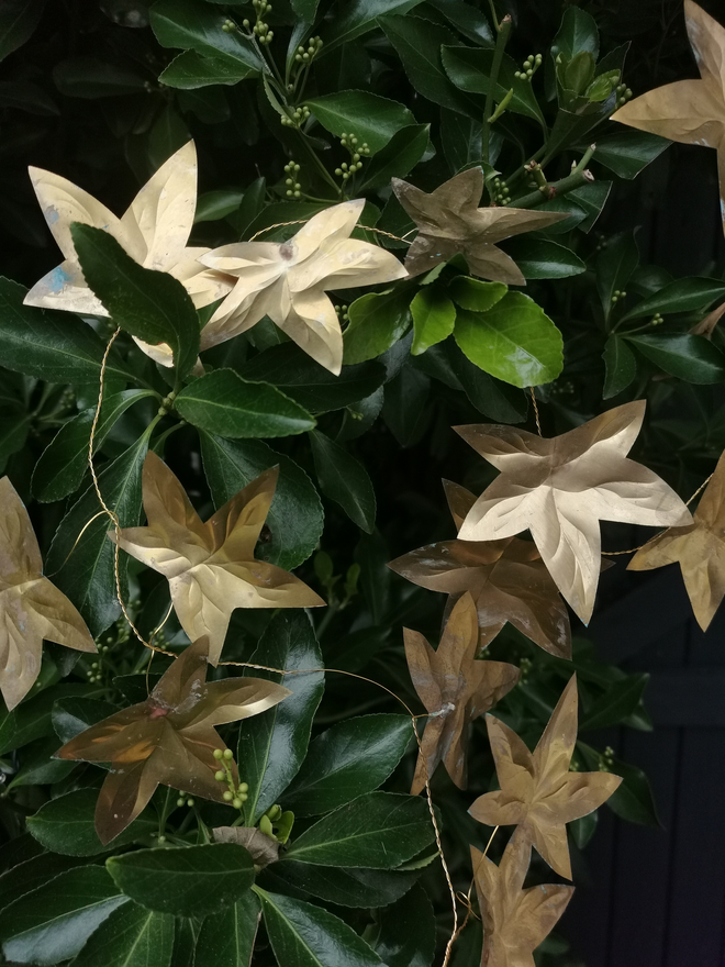 Close up of Brass Ivy Garland 