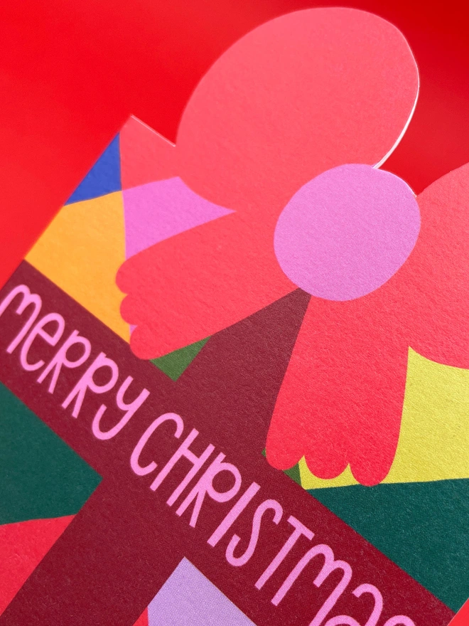 Colourful Christmas Present Shaped Mini Christmas Card ‘Merry Christmas’ | Raspberry Blossom