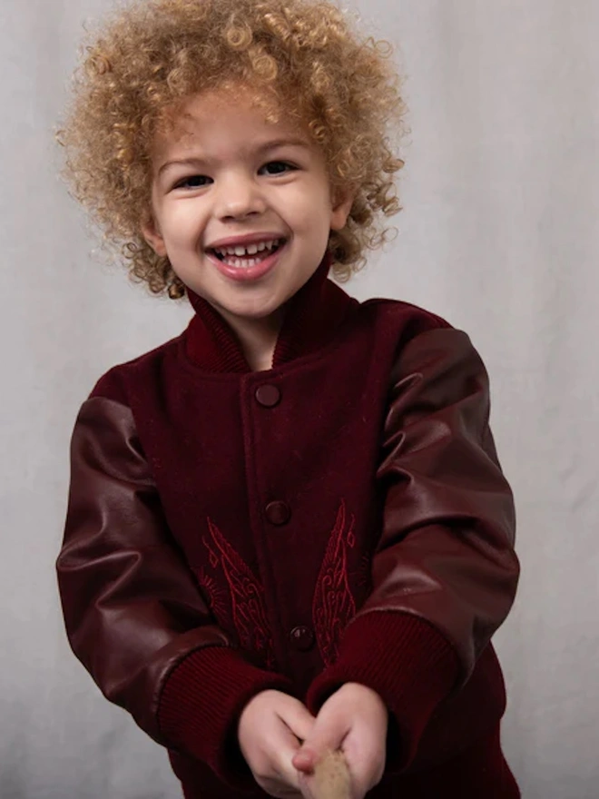 Wild & Free Wool & Leather Maroon Jacket 