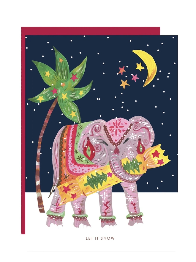 'Let it Snow' Elephant and Snow Christmas Card