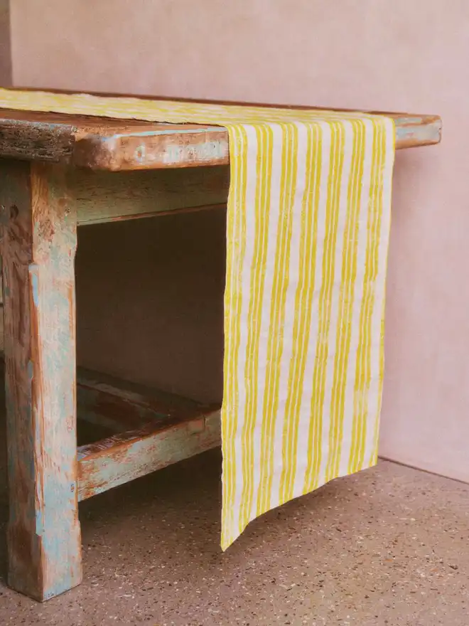 Yellow Striped Table Runner