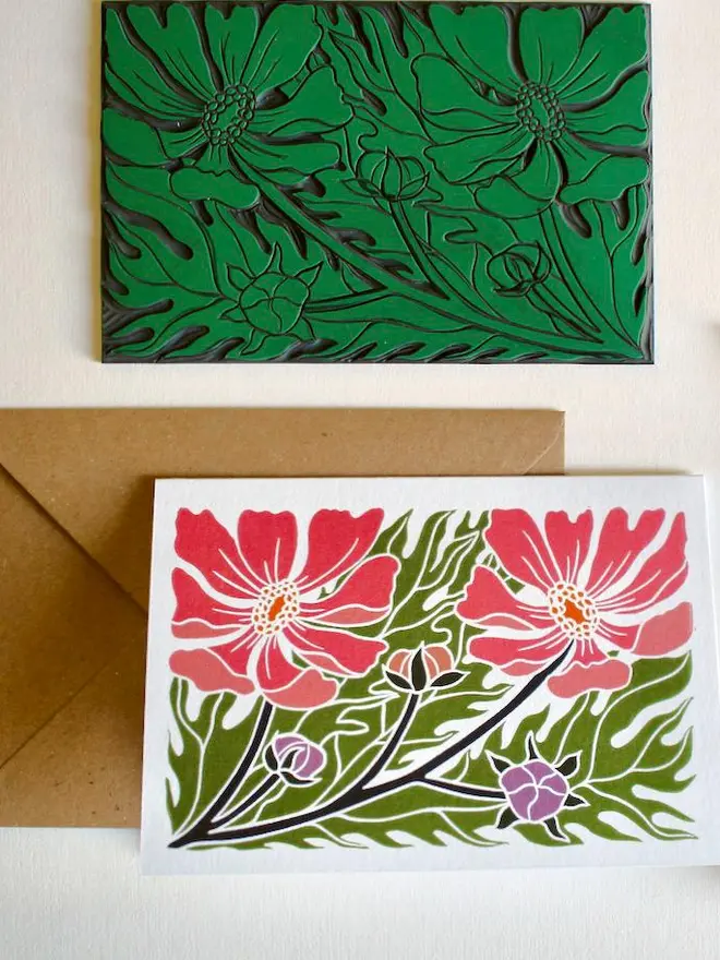 cosmos flower greeting card
