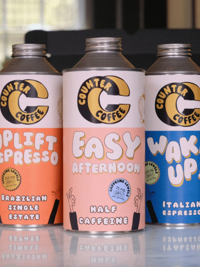 All Day Espresso Collection Tins. A collection of three tins of coffee from Counter Coffee.