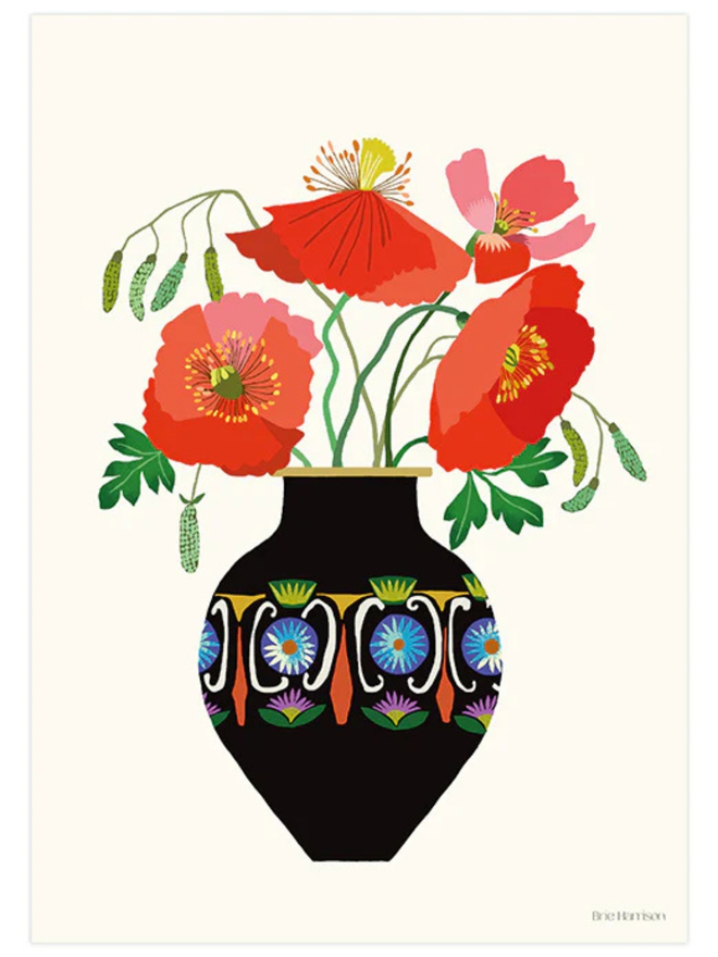 poppies in vase print