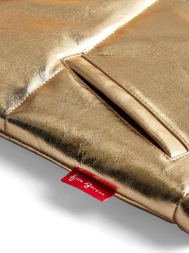 Starlight Gold Padded Front Zip Leather Gilet