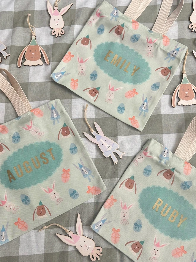 Personalised Easter Bunny Egg Hut Bag