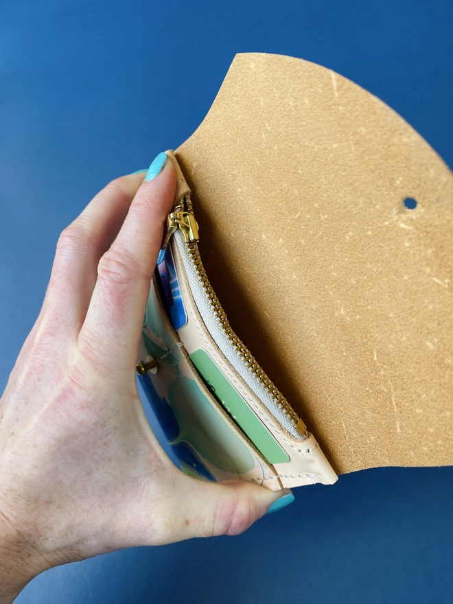 colourful leather purse