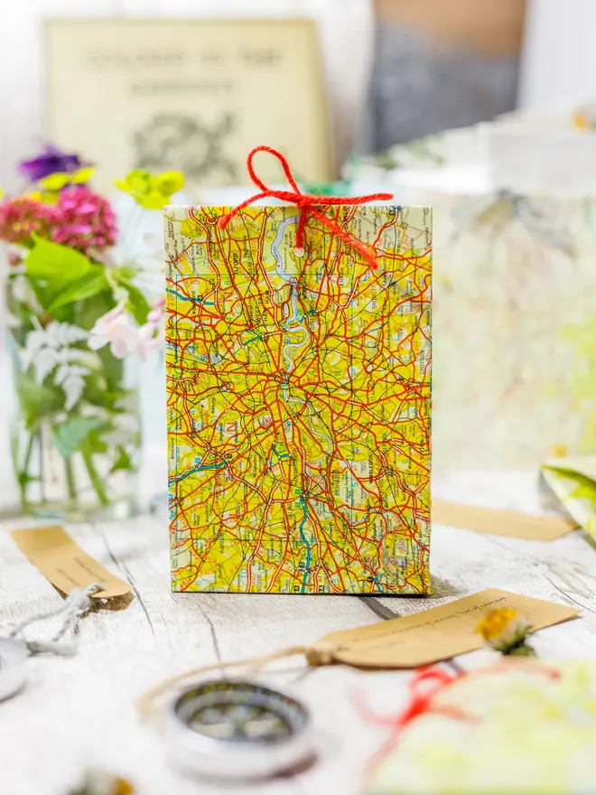 upcycled map gift bag