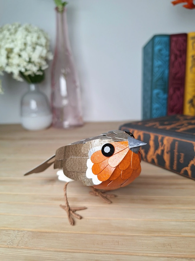 handmade robin red breast paper sculpture