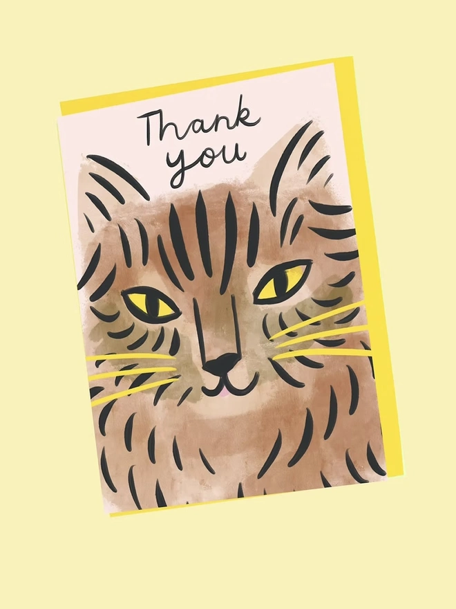 'Thank You' Tabby Cat Greeting Card