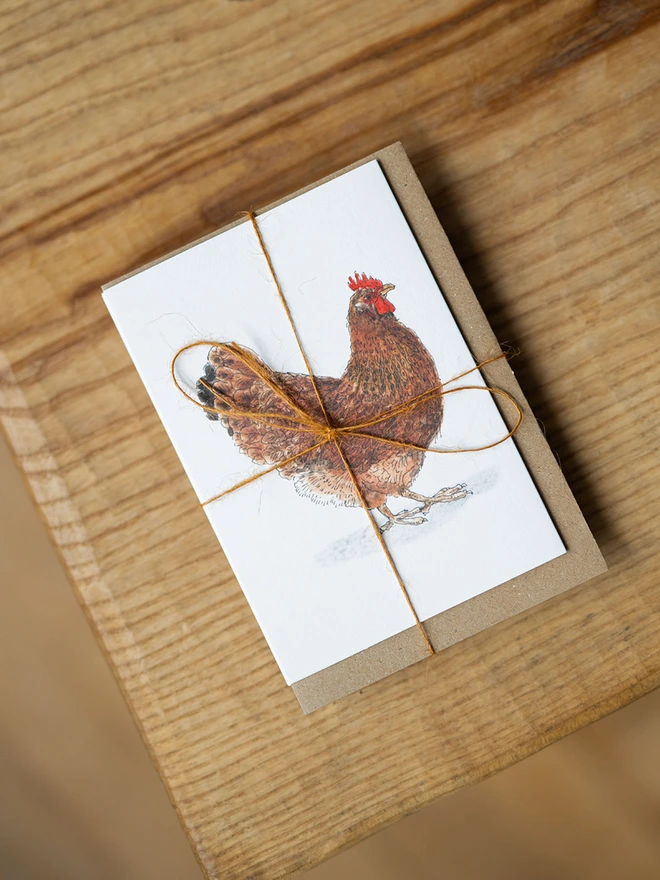 Watercolour chicken concertina card