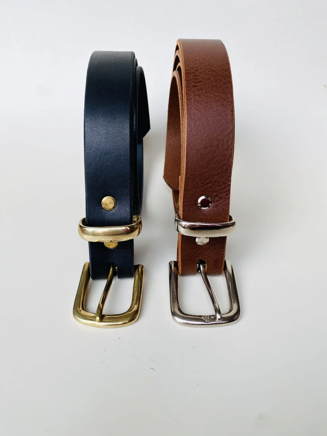 Black and brown leather belt