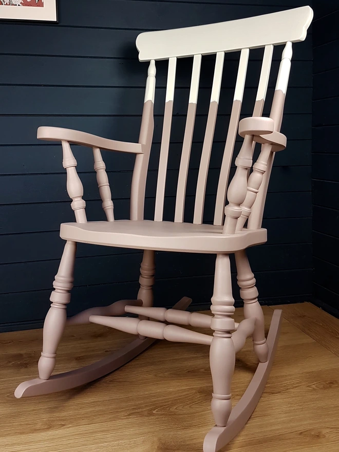  Painted Wooden Rocking Chair Blush And White 