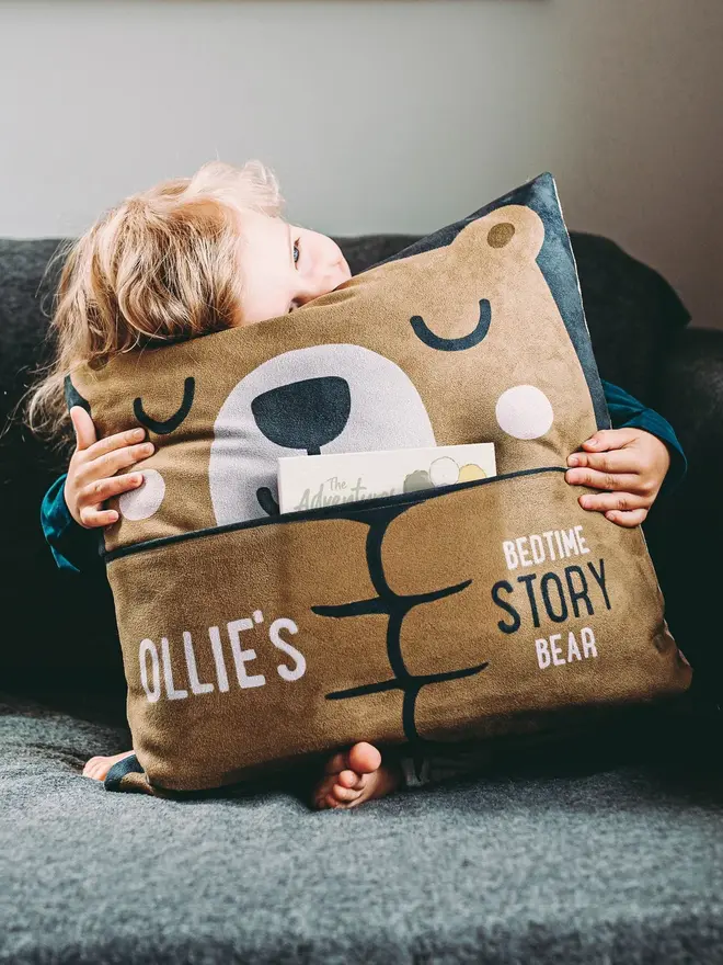Hug and Fable Story Pocket Cushion Bear