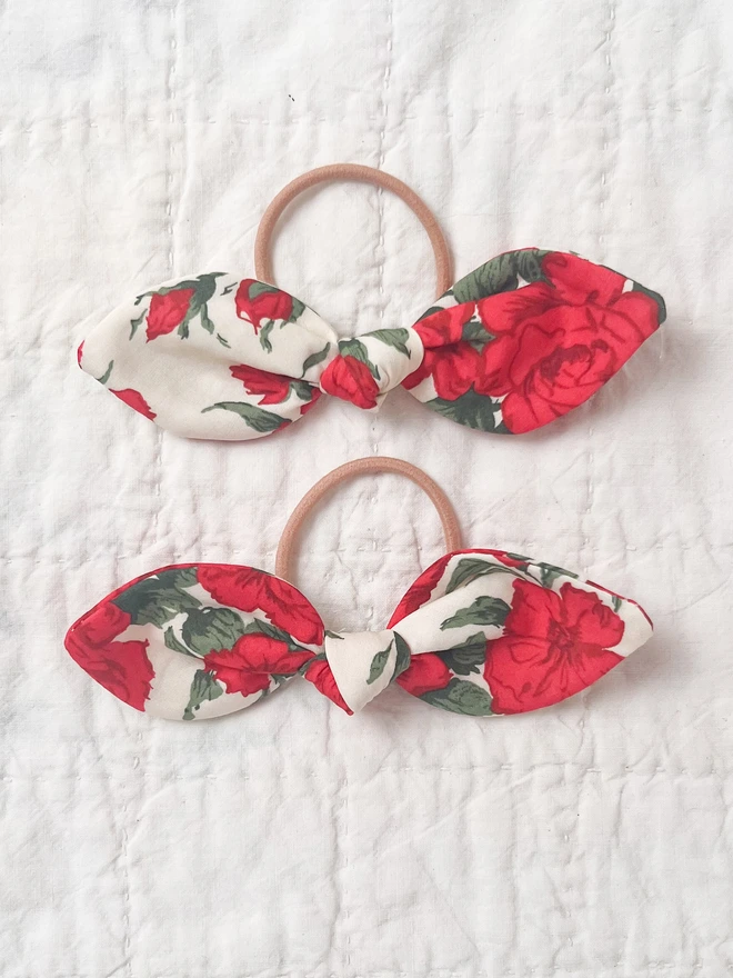 Hair bobbles set of two in Liberty roses