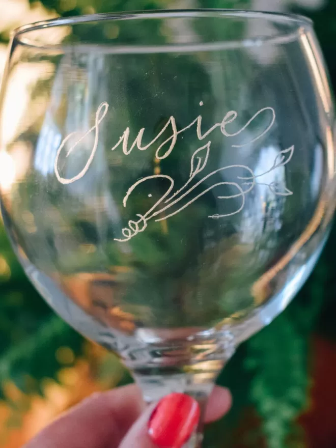 Personalised Calligraphy Engraved Gin Glass