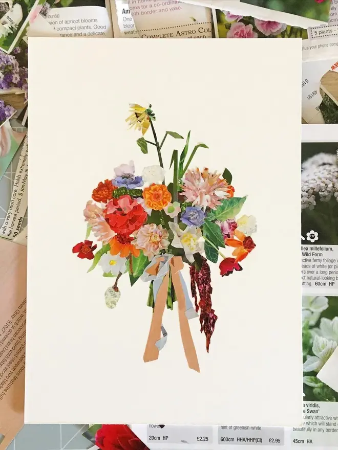 Recycled Paper Bouquet Collages