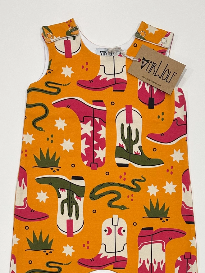 Baby romper in western boots print fun baby romper colourful and bright