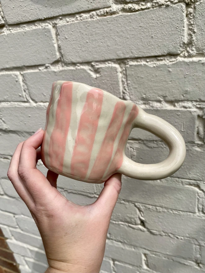 pink stripe mug