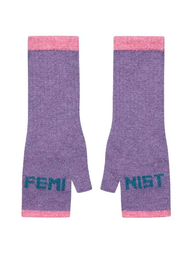 Cut out image of Feminist Mittens in Violet & Teal