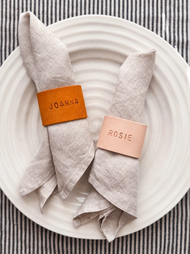 yellow and natural napkin ring.