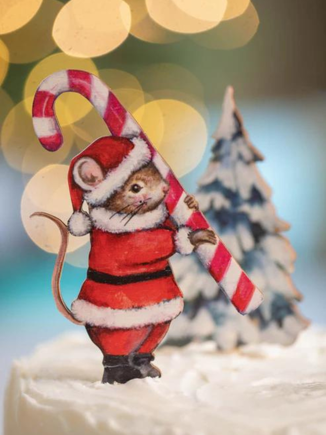 Christmas mouse cake topper