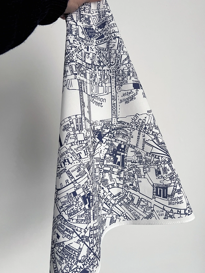 Mr.PS London Bridge Map Handkerchief held by a hand