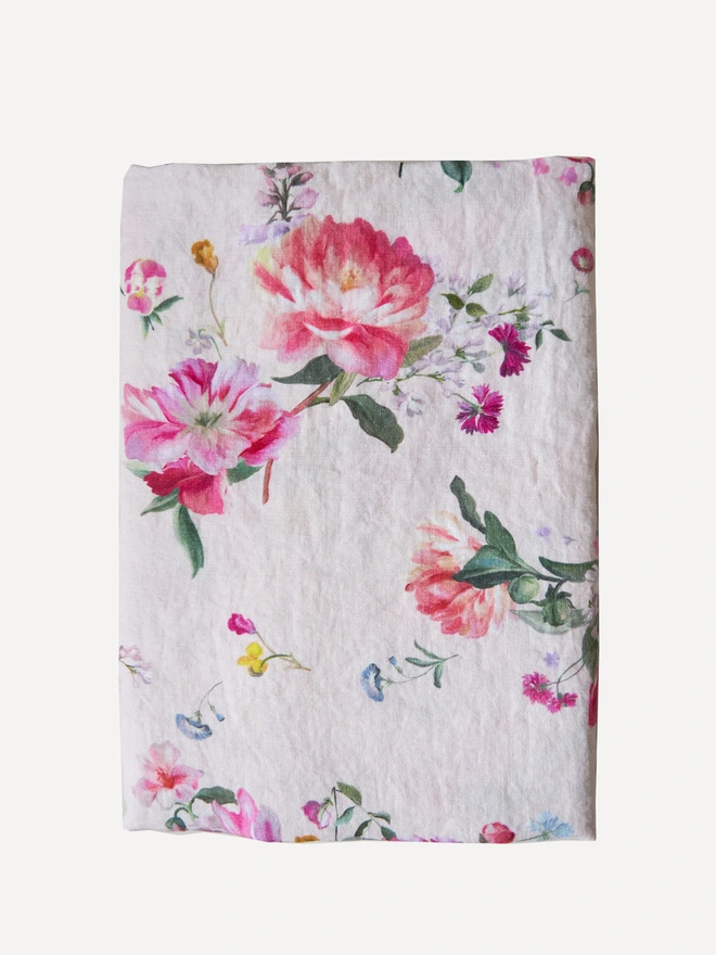 Peony printed linen tablecloth