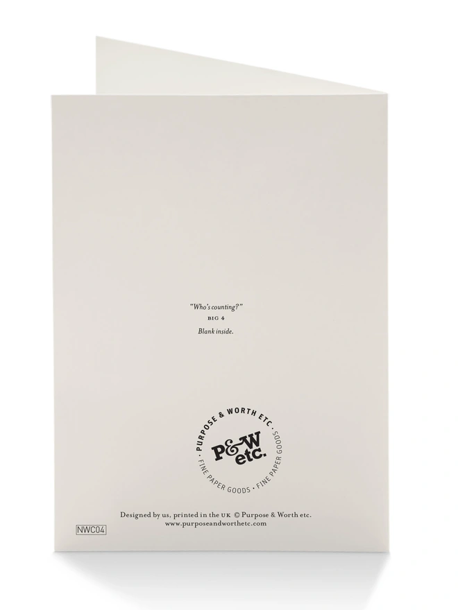 4th Birthday Card Back